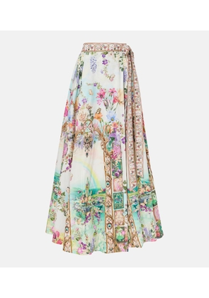 Camilla Printed cotton wrap skirt