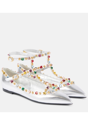 Valentino Garavani Rockstud embellished leather ballet flats