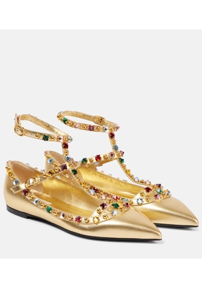 Valentino Garavani Rockstud metallic leather ballet flats