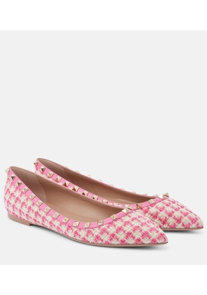 Valentino Garavani Rockstud tweed ballet flats