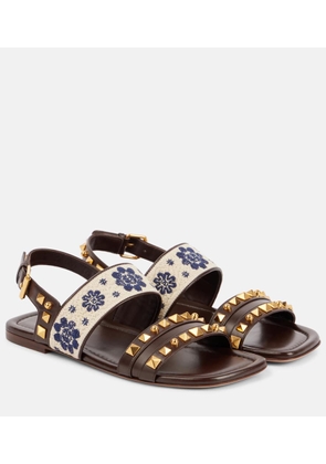 Valentino Garavani County embroidered leather sandals