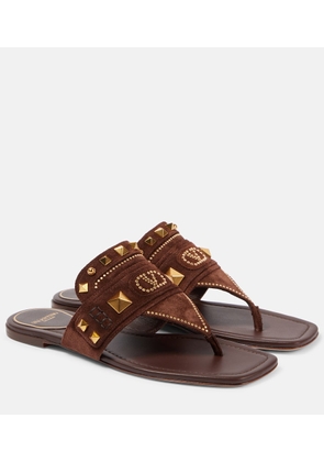 Valentino Garavani Plaster Caster studded suede thong sandals
