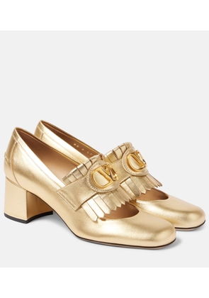 Valentino Garavani VLogo Signature fringed leather loafer pumps