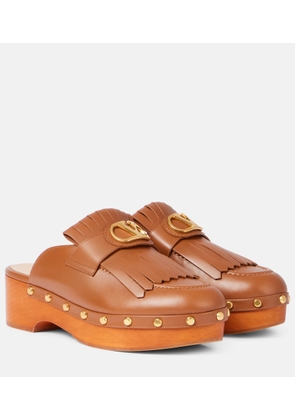 Valentino Garavani VLogo fringed leather clogs