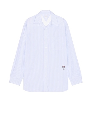 Bottega Veneta Cotton Poplin Stripe Shirt in White & Blue - Blue. Size 46 (also in 52).