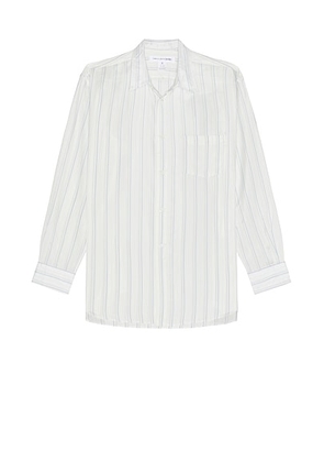 COMME des GARCONS SHIRT Yarn Dyed Cupra Stripe Shirt in Stripe 7 - Blue. Size M (also in ).