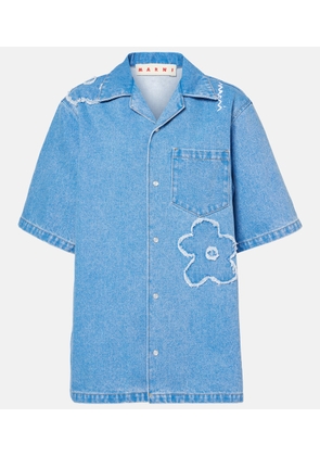 Marni Floral embroidered denim shirt