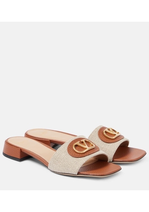 Valentino Garavani VLogo Signature leather-trimmed canvas slides