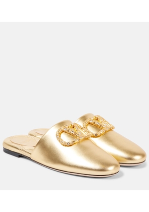 Valentino Garavani VLogo Signature metallic leather slides