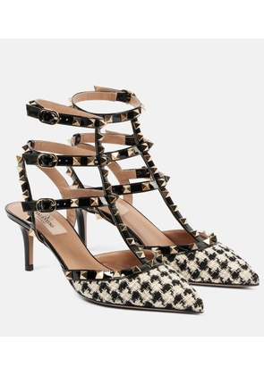 Valentino Garavani Rockstud 65 leather-trimmed tweed pumps