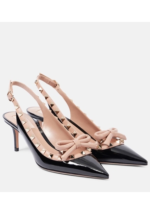 Valentino Garavani Rockstud 60 patent leather slingback pumps