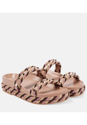 Valentino Garavani Rockstud Torchon leather-trimmed sandals