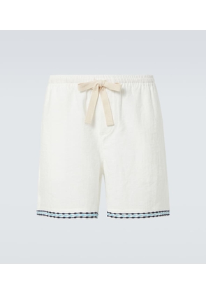 Commas Frequency embroidered linen shorts