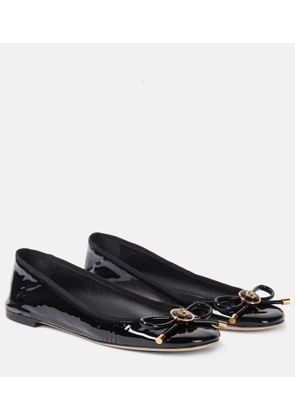 Versace Opera bow-detail patent leather ballet flats