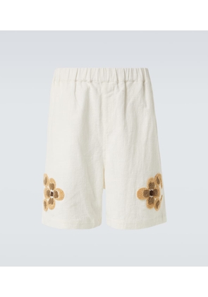 Commas Embroidered linen and cotton shorts