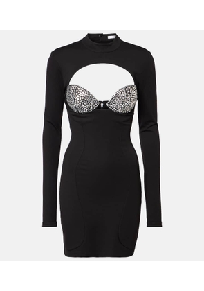 Area Embellished cutout ponte jersey minidress