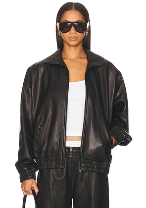Acne Studios Lemmy Crop Leather Jacket in Black - Black. Size 42 (also in 36).