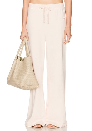 Eterne Drawstring Lightweight French Terry Wide Leg Sweatpant in Dusty Pink - Pink. Size L (also in XS, S, M, XL).