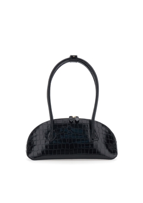 Little Liffner Ew Dome Black Shoulder Bag With Round Top Handles And Crocodile Effect In Leather Woman
