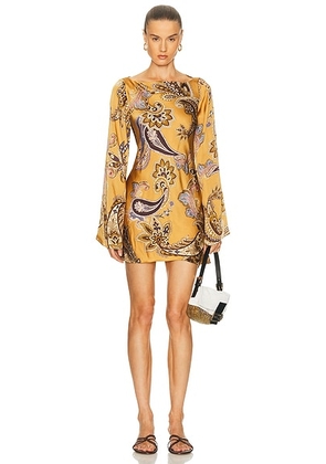 HEMANT AND NANDITA Reem Mini Dress in Brown - Yellow. Size L (also in XS).