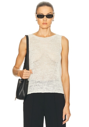 Enza Costa Linen Open Knit Tank Top in White - White. Size L (also in XS).