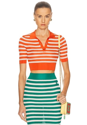 Dolce & Gabbana Cropped Sweater in White & Red - Tangerine. Size 40 (also in ).