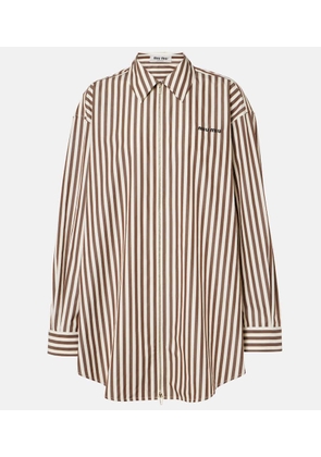 Miu Miu Zip-up striped cotton poplin shirt dress