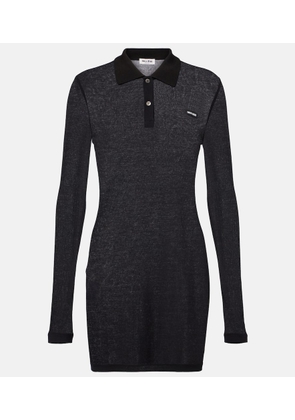 Miu Miu Ribbed-knit cotton jersey polo dress