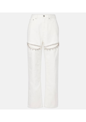 Area Crystal-embellished cutout straight jeans