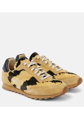 Le Monde Beryl Slim Runner velvet and suede sneakers