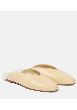 Le Monde Beryl Regency shearling-trimmed leather mules