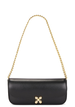McQueen Skull Flower Shoulder Bag in Black & Gold - Black. Size all.