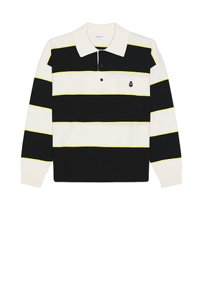 McQueen Rugby Polo in Black  Ivory  & Yellow - Black. Size L (also in M, S, XL/1X).
