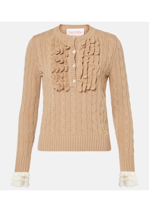 Valentino Ruffled cable-knit virgin wool sweater
