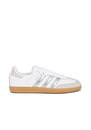 Adidas Originals Samba OG Sneaker in Cloud White  Silver Metallic  & Grey One - White. Size 11 (also in ).