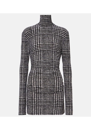 Norma Kamali Turtleneck plaid minidress