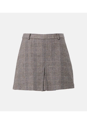 Self-Portrait Checked cotton and linen skort
