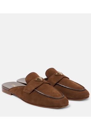 Prada Logo suede mules