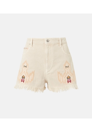 Marant Etoile Lesia embroidered frayed denim shorts