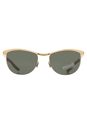 Mykita NO1 SUN-KAREN-GLOSSY GOLD Green Oval Unisex Sunglasses NO1 SUN-KAREN 013 52