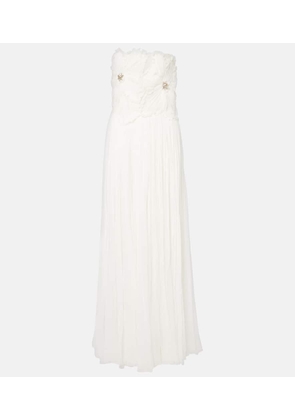 Costarellos Adamaris embellished floral strapless gown
