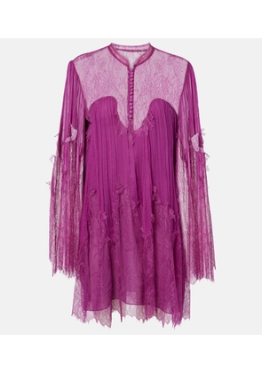 Costarellos Jorie lace-trimmed silk-blend blouse