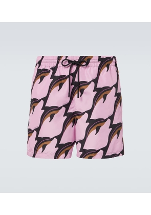 Gucci Printed poplin swim trunks