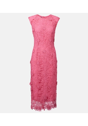 Monique Lhuillier Hibiscus floral lace midi dress