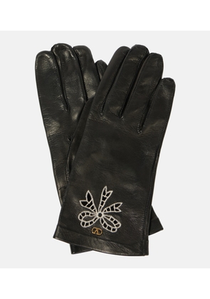 Valentino Garavani VLogo Signature embroidered leather gloves