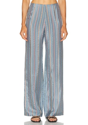 The Elder Statesman Striped Zip Pant in Dusty Blue - Blue. Size 0 (also in 2).