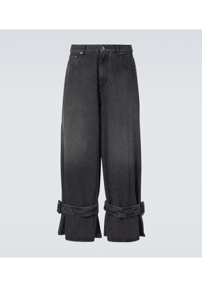 JW Anderson Belt-detail faded wide-leg jeans