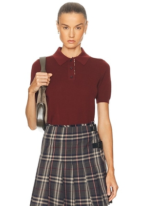 Burberry Short Sleeve Polo Top in Box - Burgundy. Size L (also in M, S, XS).