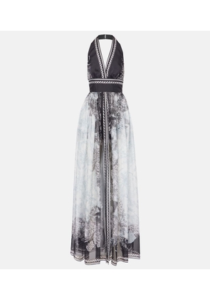 Elie Saab Printed silk chiffon maxi dress