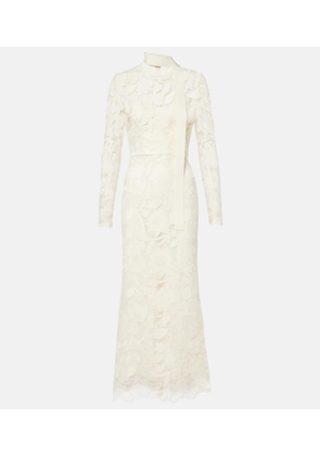 Elie Saab Floral embroidered tulle midi dress